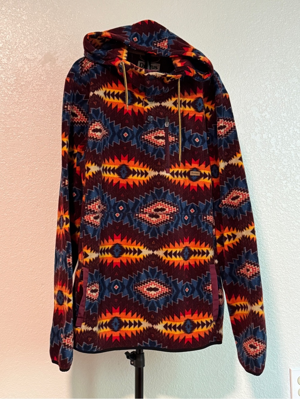 Dravus Hooded Pullover Aztec Geometric Print XL